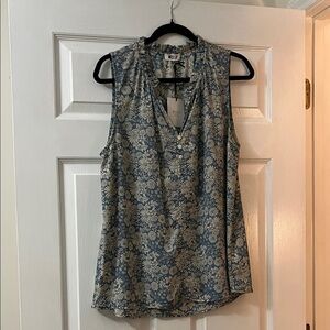 West Kei Blue and Beige Floral Sleeveless Top